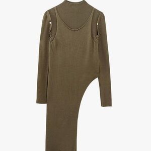 Zara Olive Green Asymmetrical Top